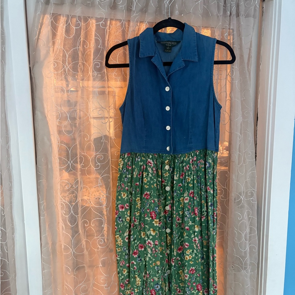 Blue and Green Floral Dress